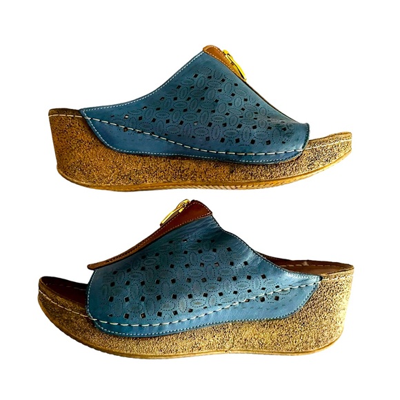 Bonavi Shoes - Y2K Leather Platform Clogs | Bonavi Europe La Pinta Wedge Sandals Sz EU40 US10